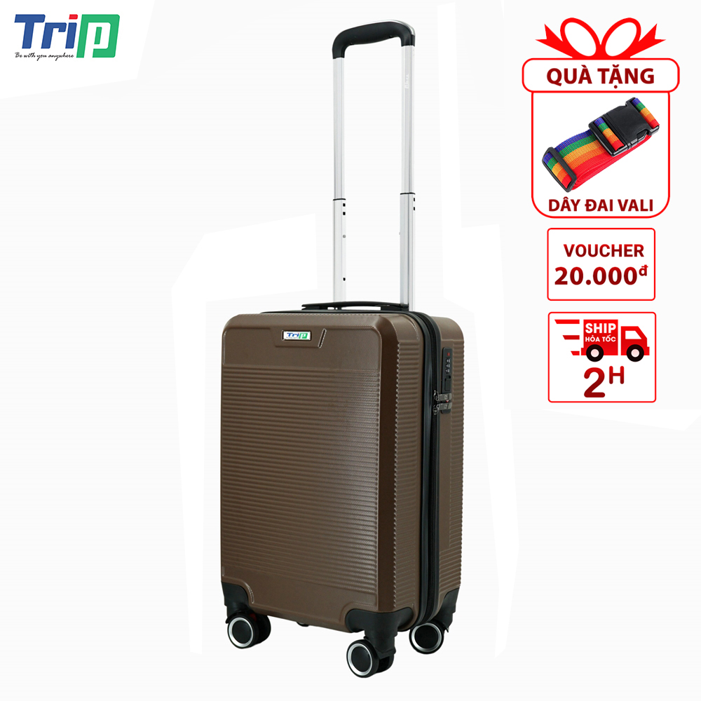 Tặng Dây Đai - Vali Kéo Trip P808 Nhựa Pcabs Chịu Lực Tốt Có Đủ Size 20 - 24 - 28Inch - Bảo Hành 5 Năm - Hàng Chính Hãng - 20 Inch - Cafe