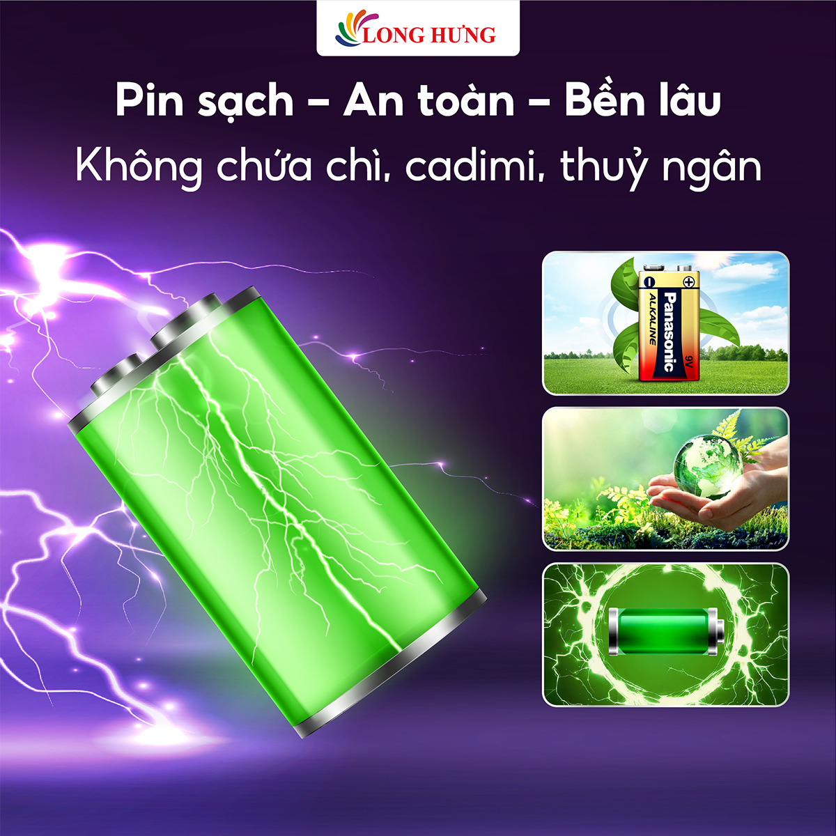 Pin kiềm Panasonic Alkaline 9V 6LR61T/1B-V (1 viên/5 viên/12 viên) - Hàng chính hãng