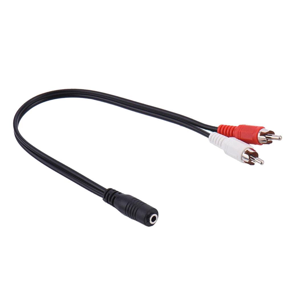 3.5mm  Female to 2 Dual RCA Phono Male Audio Cable for LCD HDTV Speaker