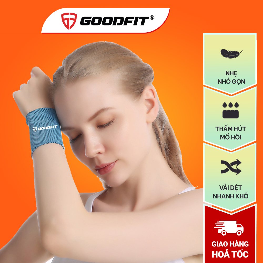 Băng đeo cổ tay thấm mồ hôi GoodFit GF308W nhanh khô, thoáng khí khi chơi thể thao