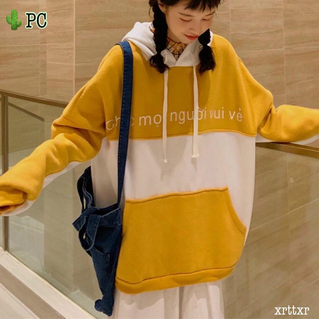 áo hodie nam nữ unisex form rộng in chữ chúc mọi người vui vẻ PC29