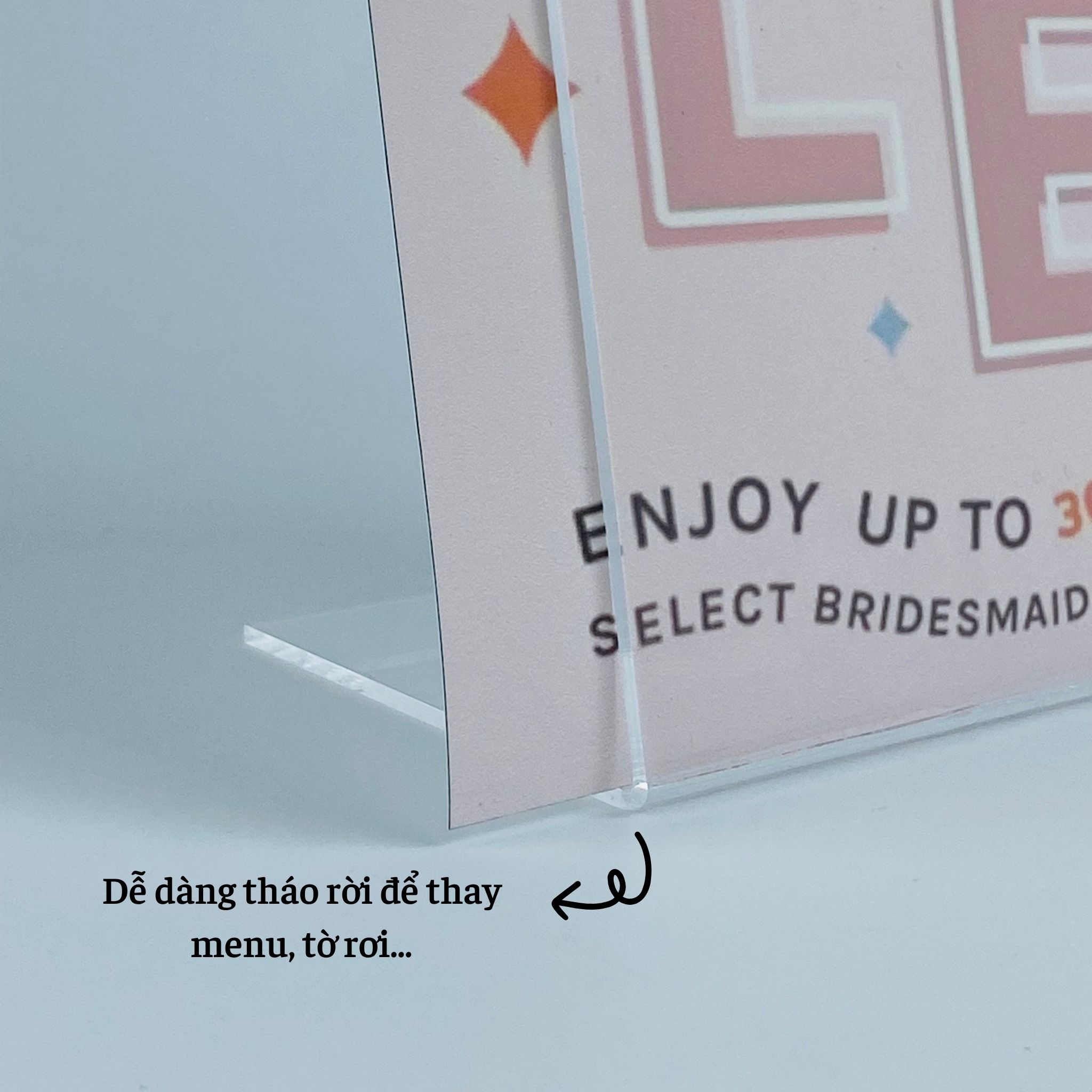 Kệ mica 1 mặt Enter F06-P 35x50mm A9 đứng, Kệ menu chữ L, Khung thông tin sản phẩm, Khung bảng giá, Kệ trưng bày để bàn