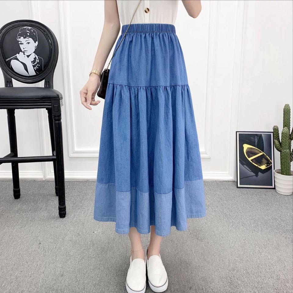 Chân Váy Denim Lưng Cao Co Giãn Tốt Cỡ Lớn Dễ Phối Đồ