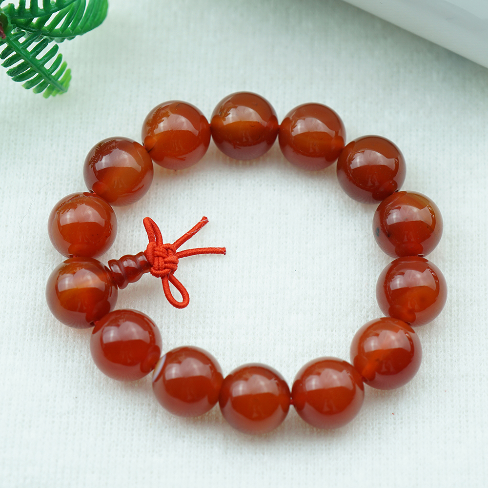 Vòng tay mã não hồ lô đỏ tự nhiên 14 mm