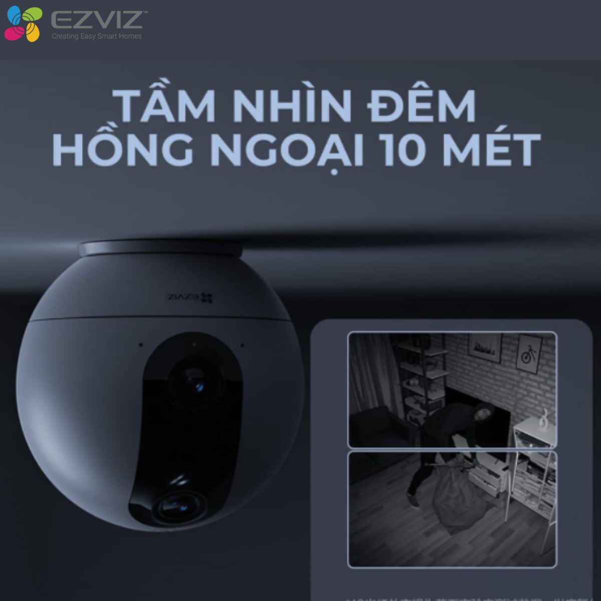 Camera WIFI EZVIZ C60P Dual Mix 2 Mắt Kép Góc Nhìn Siêu Rộng Xoay 360 Độ Đàm Thoại 2 Chiều Theo Dõi Chuyển Động - hàng chính hãng