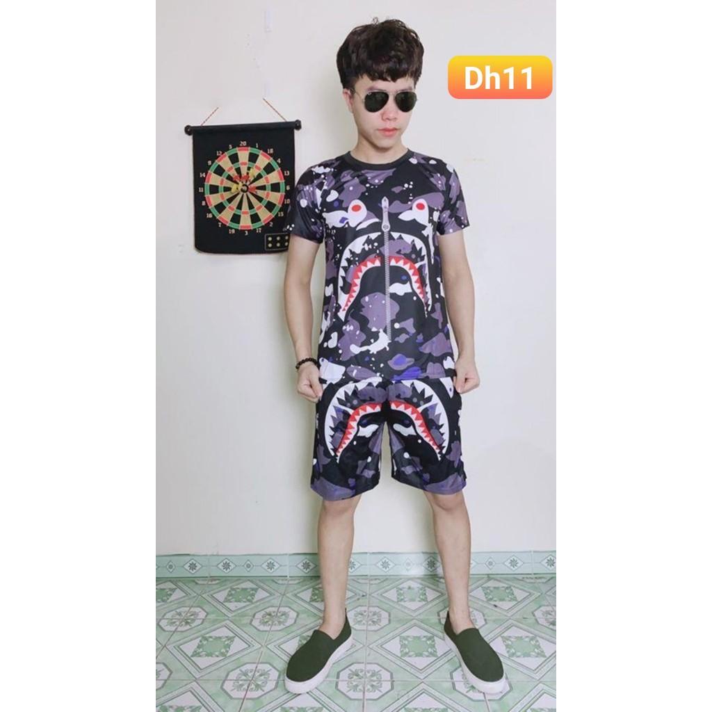 Bộ Nam Hè In Hình 3d Cao Cấp Chất Thun Lạnh Co dãn 4 chiều