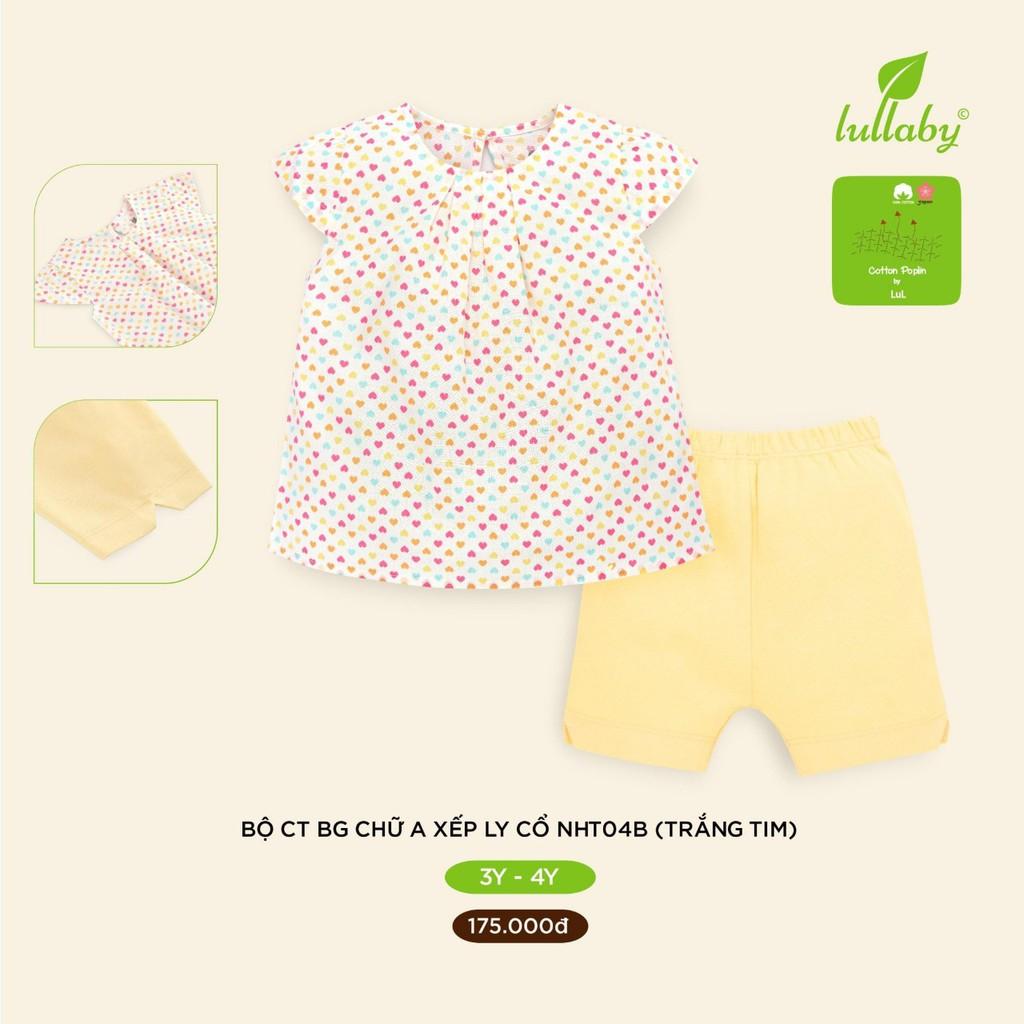 Bộ cộc tay cotton Poplin Lullaby cao cấp, bộ Lullaby bé gái new 2020