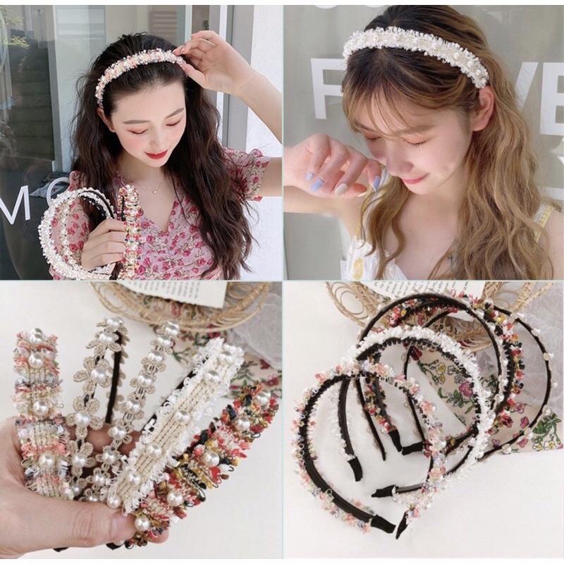 Băng Đô Cài Tóc Thêu Ren Hoa Phong Cách Nhật Hàn Dễ Thương Thời Trang Cho Nữ