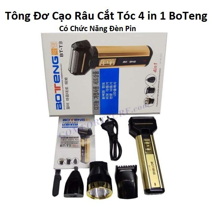 Máy Cạo Râu đa năng,Tông Đơ Cắt Tóc 4 Trong 1 BOTENG BT-T3 Thế Hệ Mới (Đen Vàng)