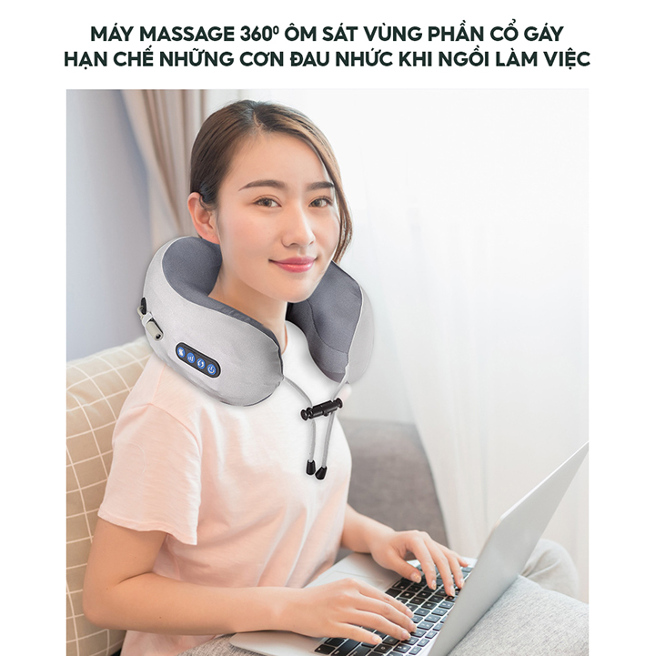 Gối Massage Chữ U Bo Quanh Cổ Có Nhiều Chế Độ Mát Xa Có Thể Toả Nhiệt Xoa Dịu Cơn Mỏi Gáy