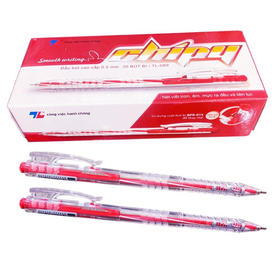 Hộp 20 Cây Bút bi Thiên Long TL089 ( Xanh, đỏ, đen ) có thể thay ruột bút