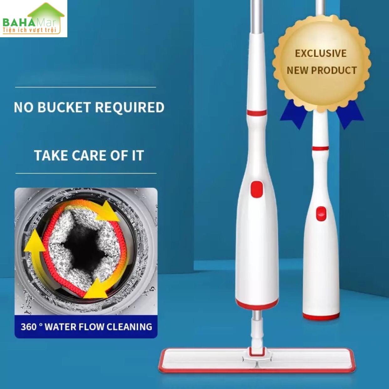 CÂY LAU NHÀ PHẲNG XOAY 360 ĐỘ TỰ ĐỘNG VẮT LÀM SẠCH "BAHAMAR" giúp vệ sinh sàn nhà một cách dễ dàng, lau chuyên nghiệp