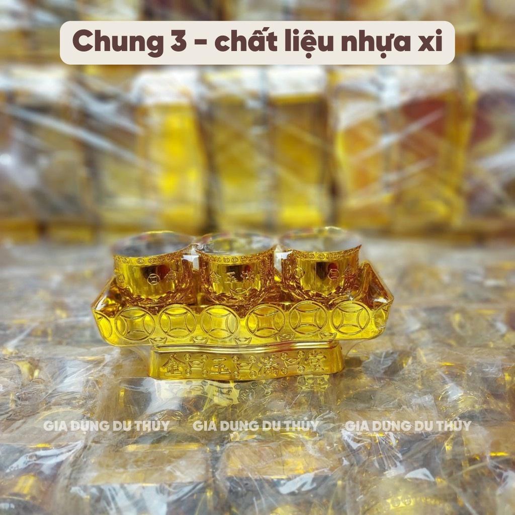 Chung nước cúng bàn thờ màu đỏ, màu vàng, loại 3 ly và 5 ly của gia dụng Du Thủy