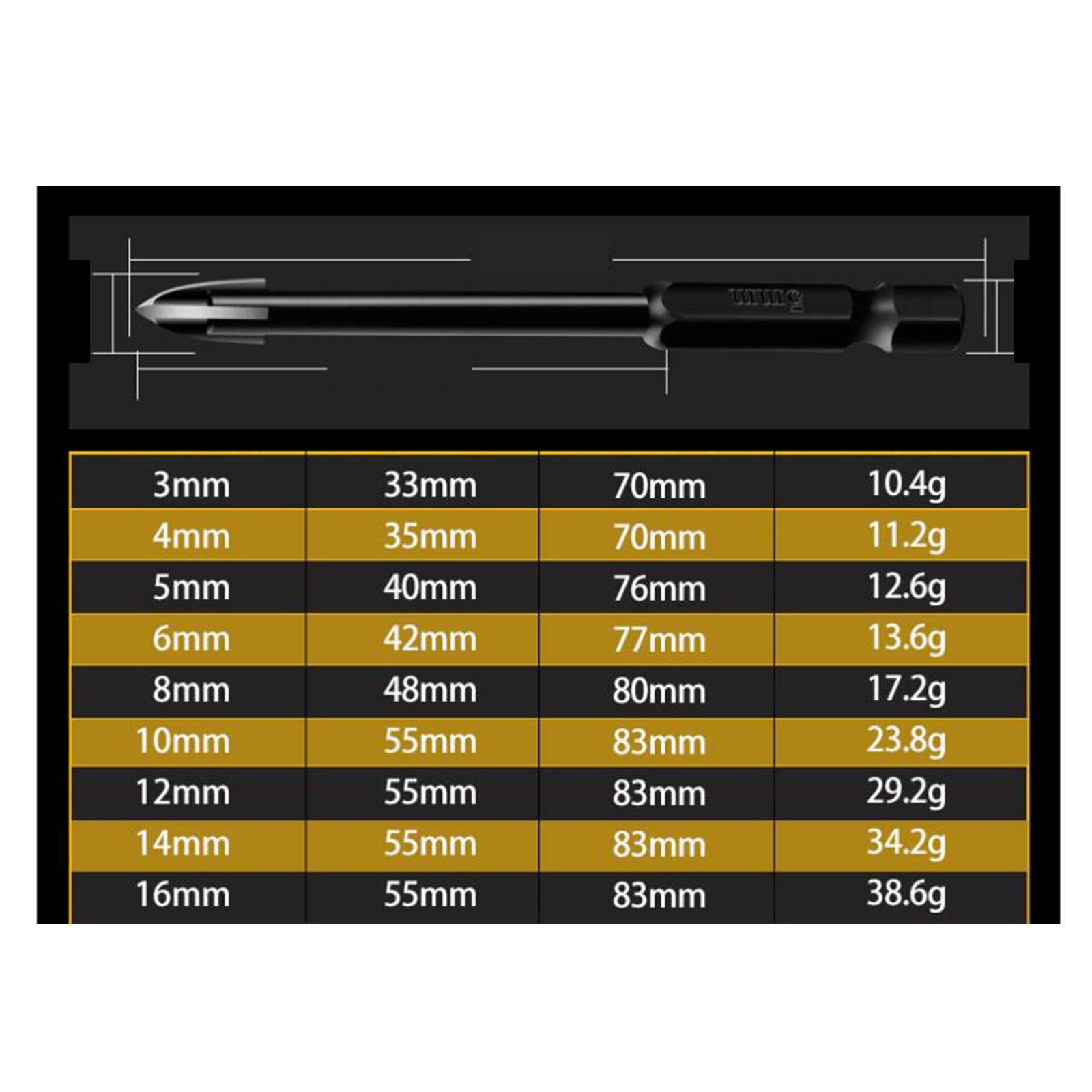 Cross Tile Drill Bit, Spear Head Woodworking Tool Masonry Drill Bits for Ceremaic