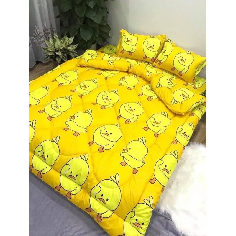 Bộ chăn ga gối phai vịt vàng