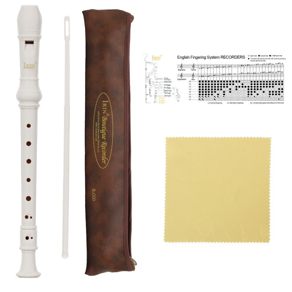 British ABS Baroque Treble B Tone 8 Hole Clarinet Descant Recorder White