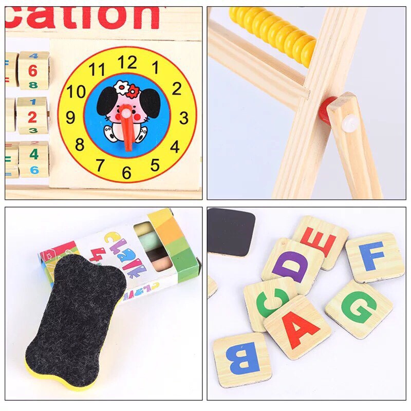 Bảng gỗ từ tính 2 mặt tặng kèm bộ chữ số bằng gỗ