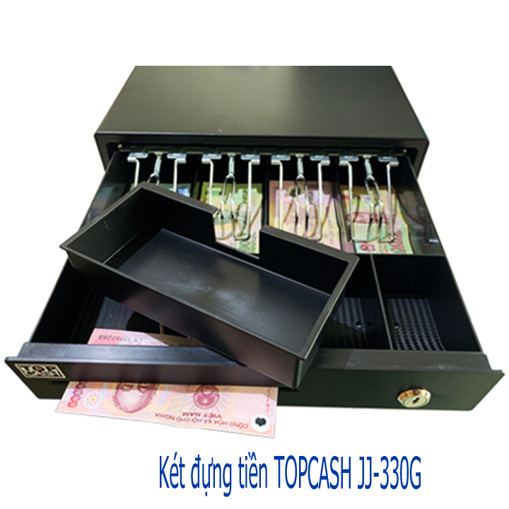 Két đựng tiền thu ngân, Ngăn kéo đựng tiền CASH DRAWER TOPCASH JJ-330G có 9 ngăn – Hàng cao cấp chính hãng