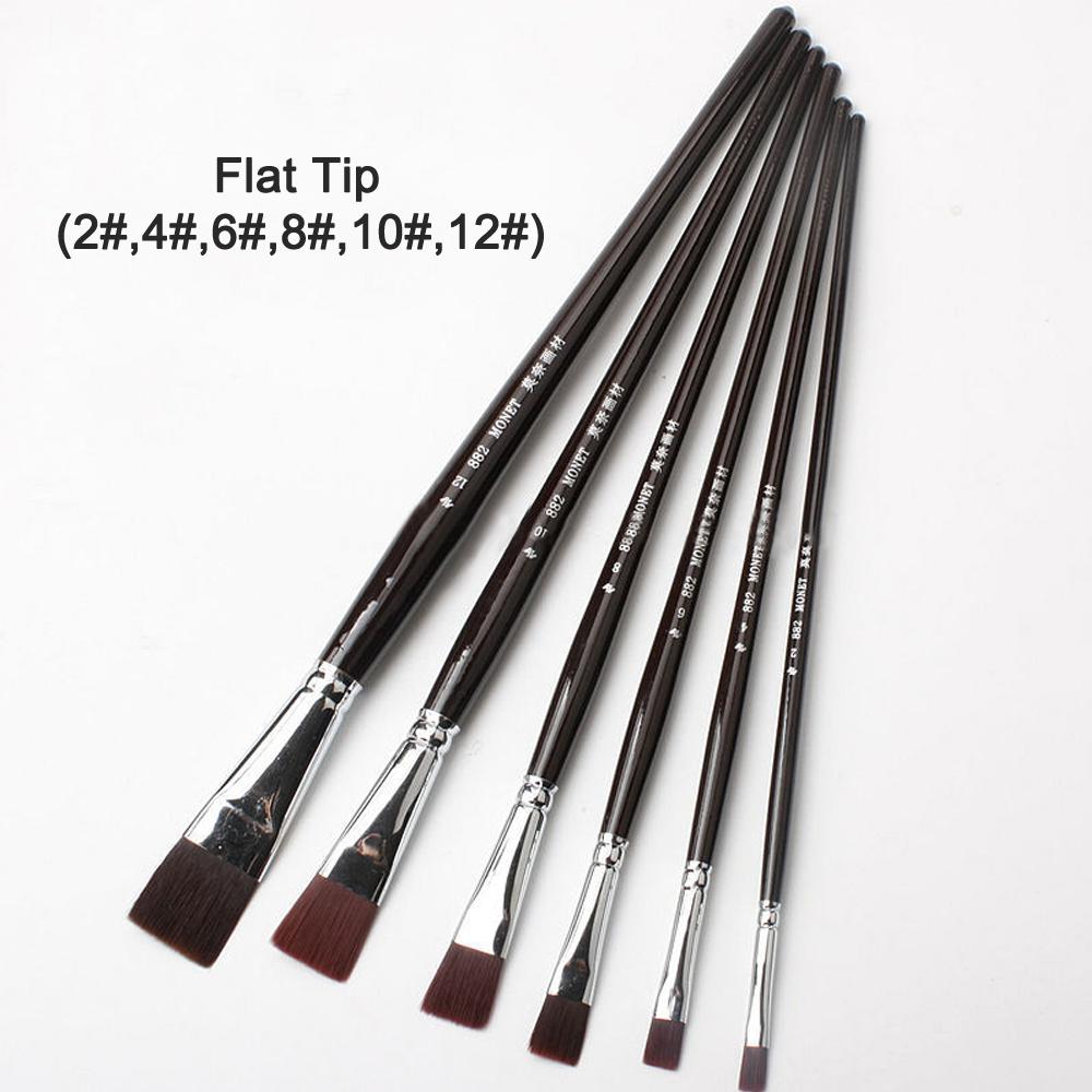 Bộ 6 cọ vẽ đầu phẳng chuyên nghiệp sơn dầu Acrylic cho nghệ thuật vẽ