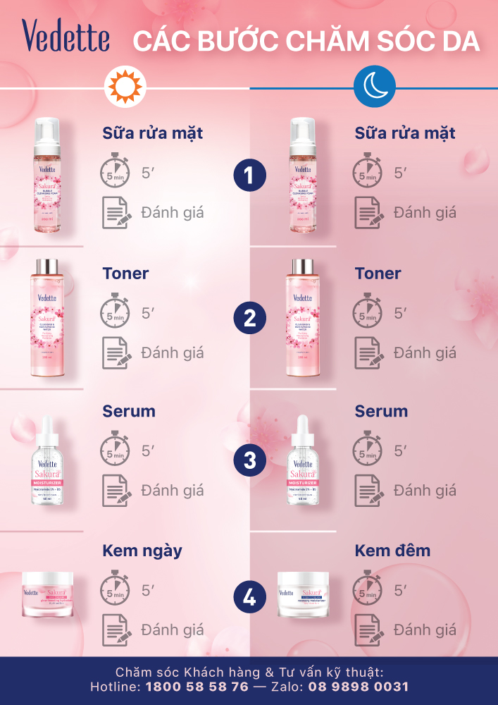 Toner Nước cân bằng dịu nhẹ Vedette hương Hoa Anh Đào 280ml