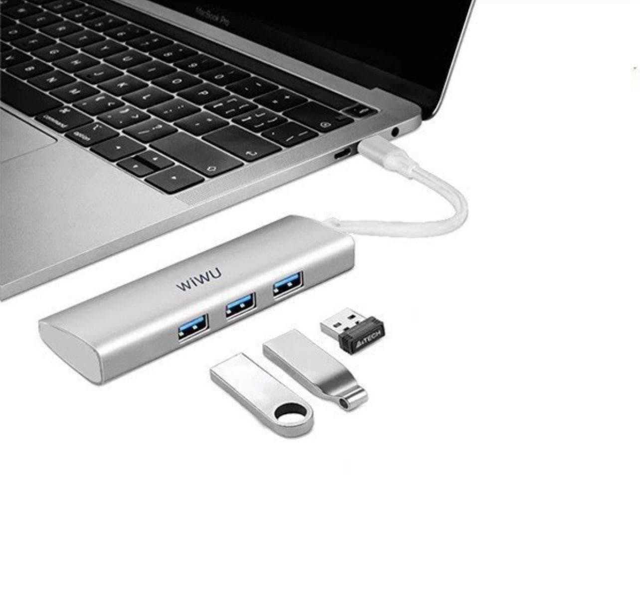 Hub sạc nhanh đa năng 7 in 1 chia cổng Type-C hiệu WIWU ALPHA A731HP Ba Cổng USB 3.0 - Hàng Chính Hãng