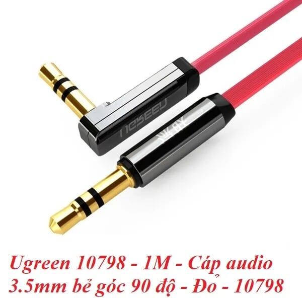 Ugreen UG10798AV119TK 1M Đỏ Cáp âm thanh 2 đầu 3.5mm dương chữ L dây dẹt - HÀNG CHÍNH HÃNG