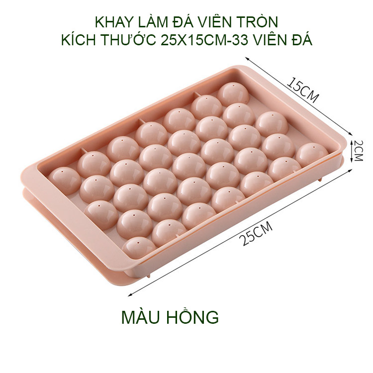 Khay làm đá viên tròn 33 vị trí kích thước lớn 25x15cm