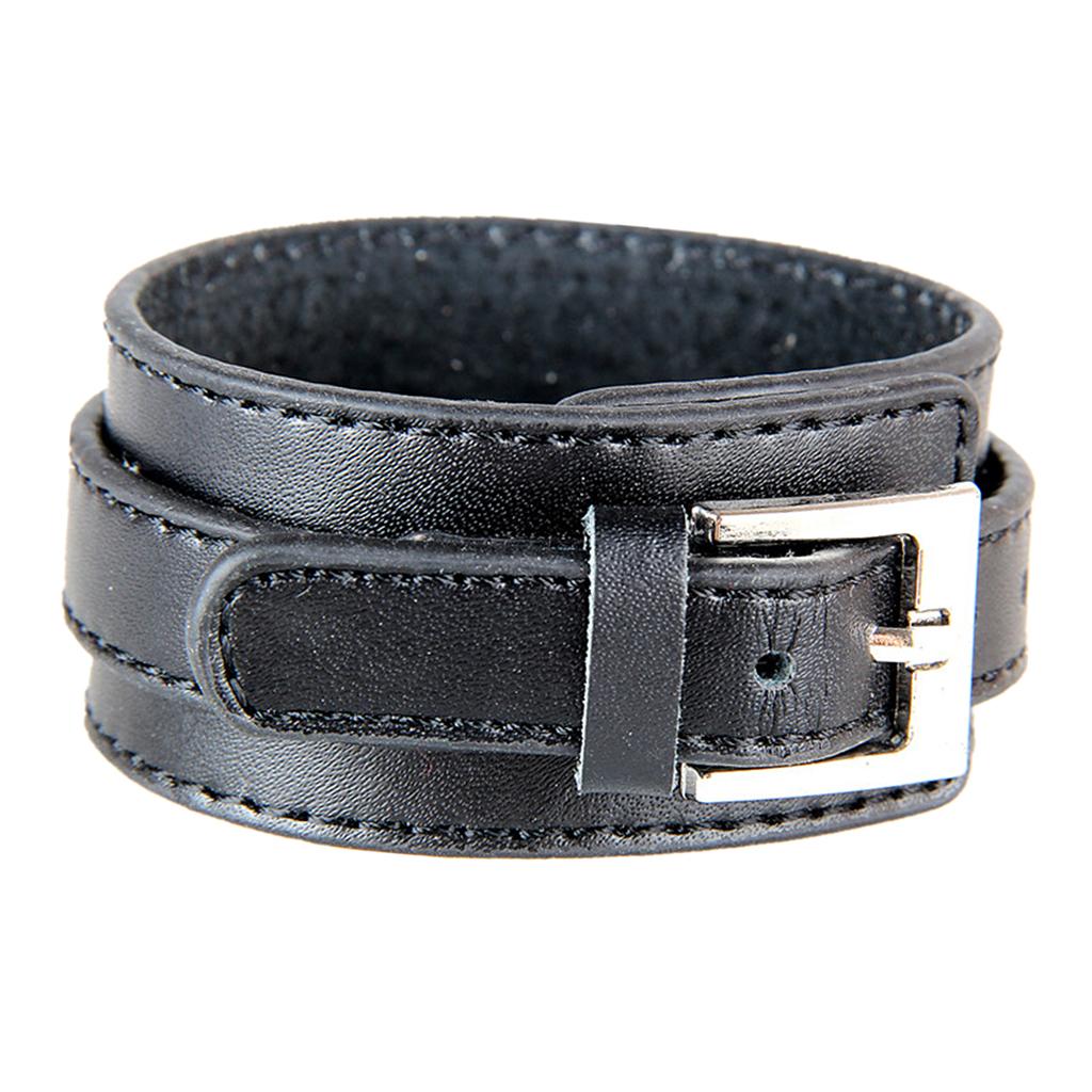 Punk Rock Wide Cow PU Leather Wristband Cuff Bracelet Bangle Buckle Jewelry