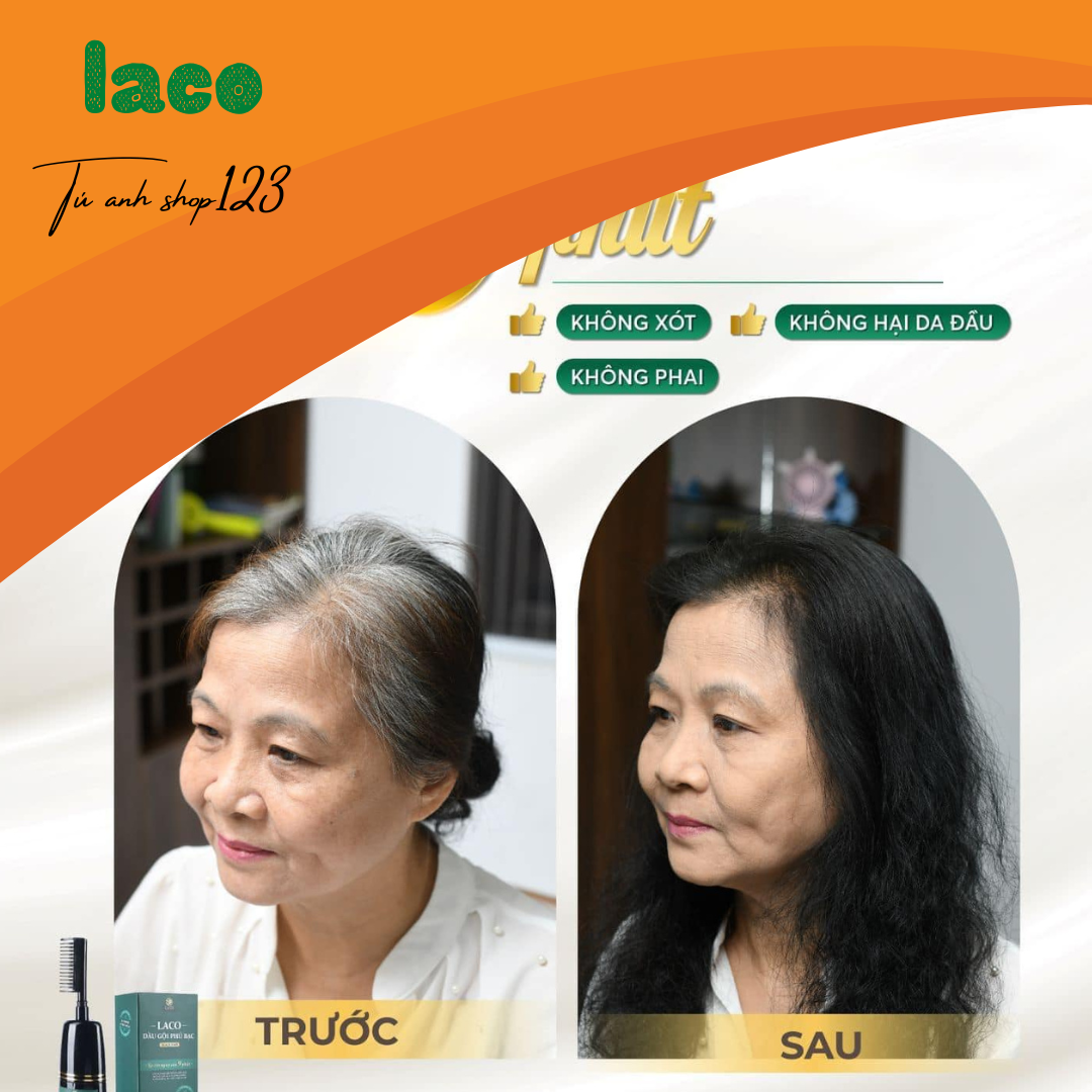 Dầu Gội Phủ Bạc Laco Black Hair - Tóc Đen Tự Tin Sau 9 Phút không phai không sót không hại da đầu mùi thơm chinh hãng sale