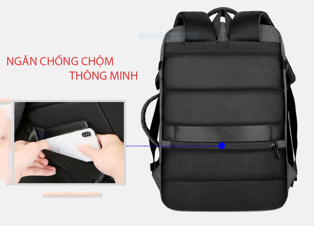 Ba lô nam thông minh đa năng siêu cao cấp nam sạc USB tiện dụng chứa máy tính 14 đến 17 inh - xám đá