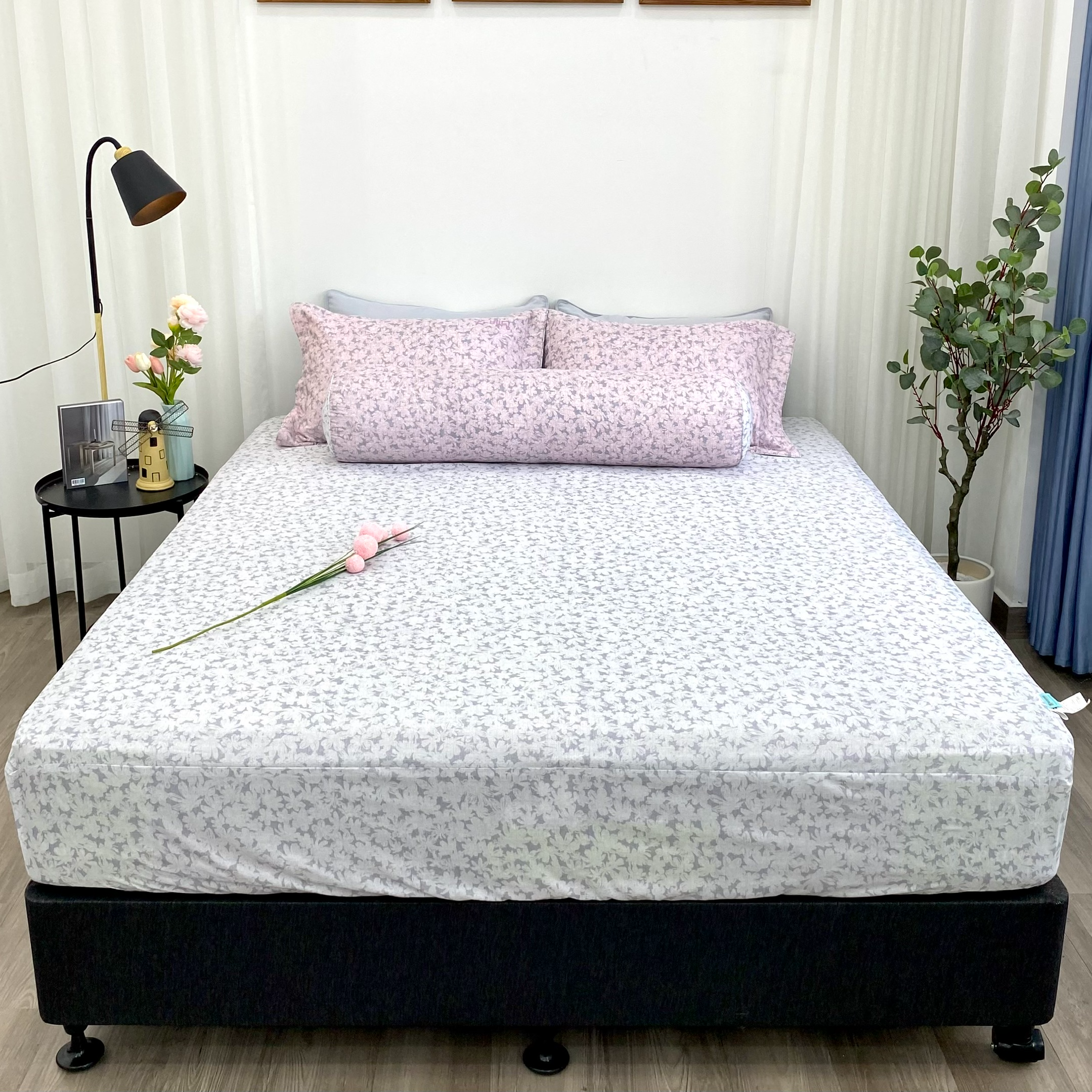 Bộ ga giường KBedding by Everon KMTP 113 Microtencel Hồng in hoa