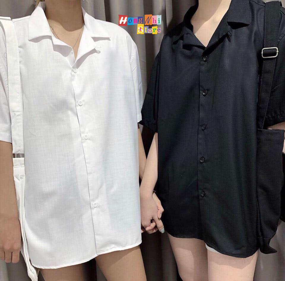 Sơ Mi Trơn Unisex Tay Lỡ Cổ Bẻ - Sơ Mi Basic Tay Lỡ - MM