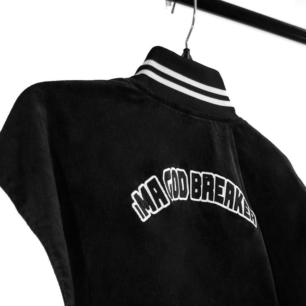 Áo Khoác Bomber Unisex Black White Varsity local brand iMA God Breaker