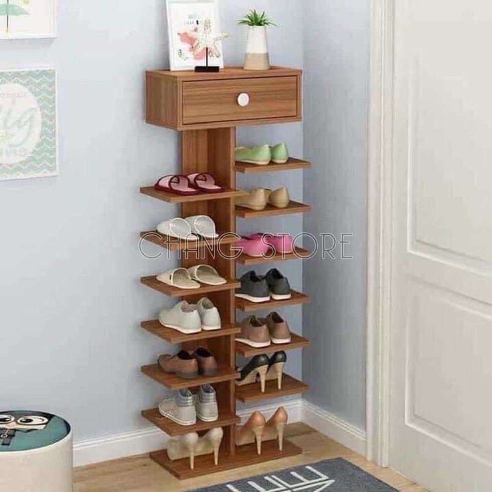 Kệ giày gỗ nhiều ngăn (13 ngăn + 1 tủ) siêu tiện lợi cho mọi nhà