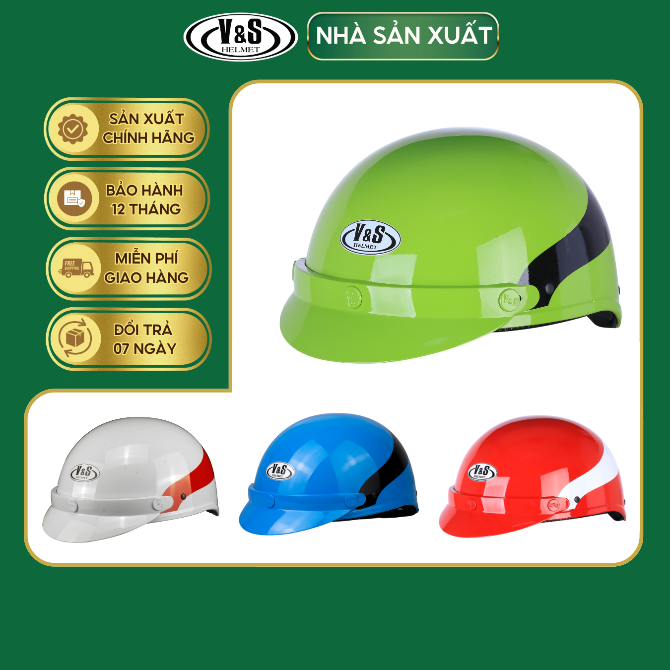 Mũ Bảo Hiểm 1/2 Đầu V&amp;S VS03LT - Hàng Chính Hãng Bảo Hành 12 Tháng - Sản Phẩm Thời Trang Và Cao Cấp