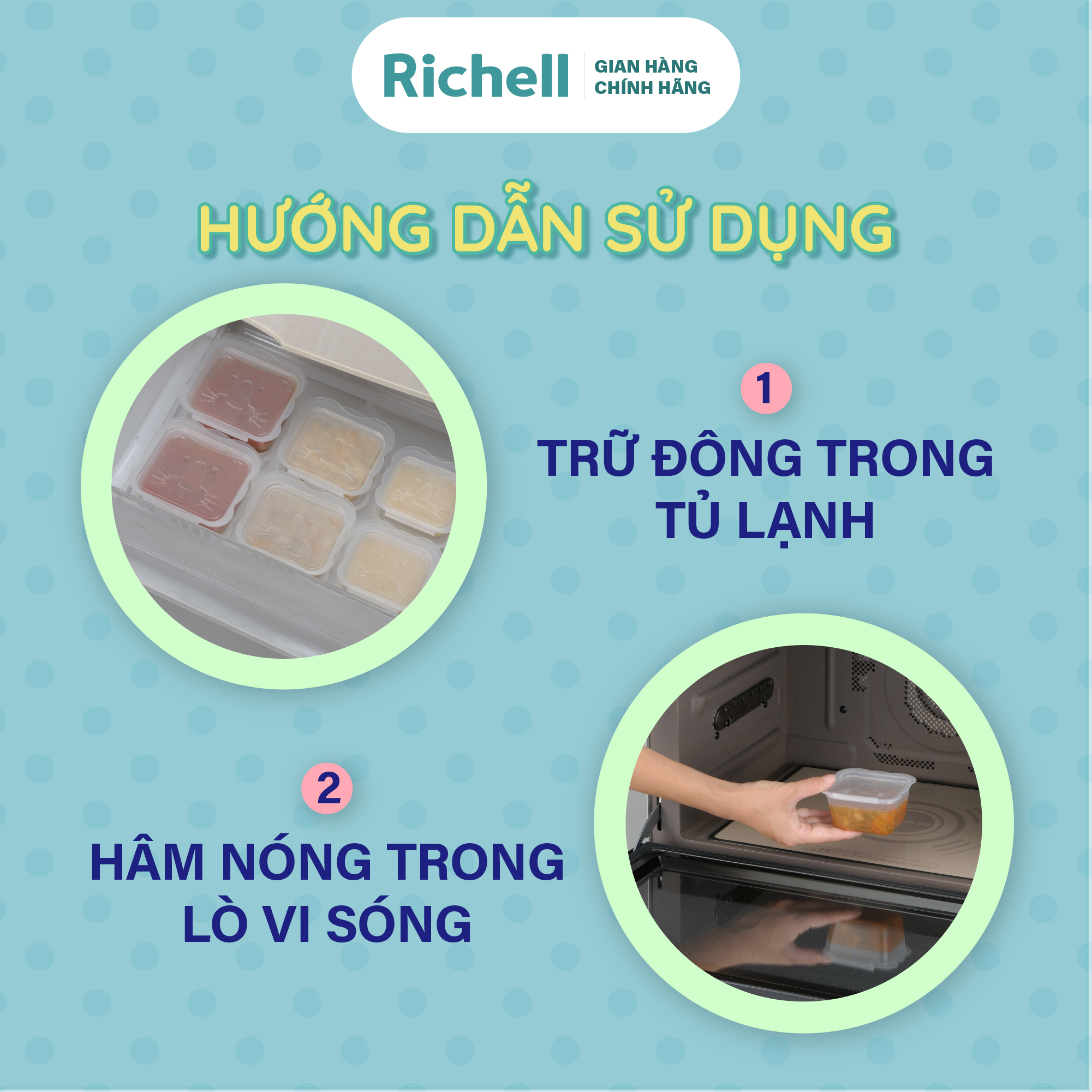 Bộ Hộp Trữ Thức Ăn Dặm Richell 50-100-150ml