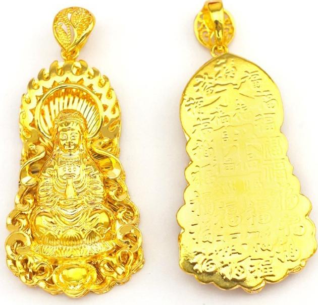 Mặt dây chuyền Phật Bà Quan Âm mạ vàng 24k