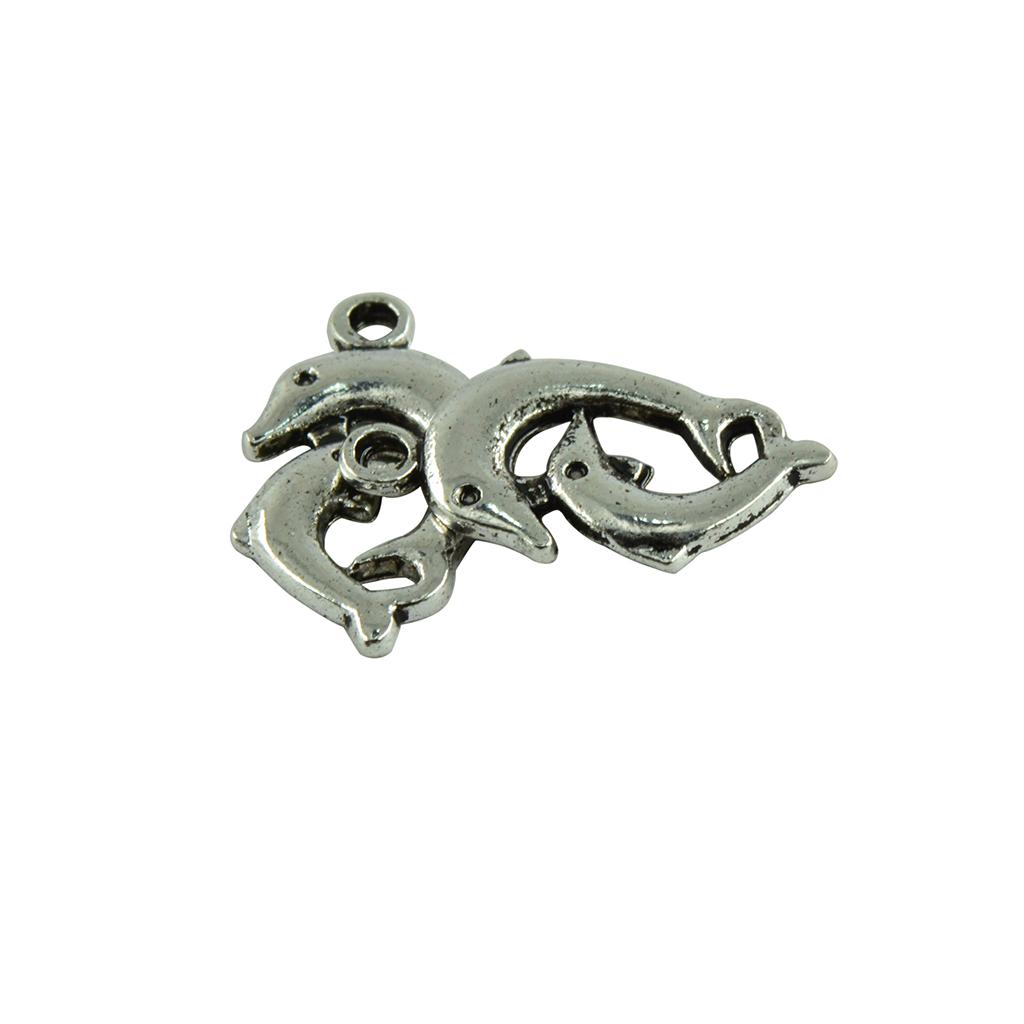 50 Pcs Tibetan Silver Mother And Baby Dolphins Charms DIY Jewelry Making