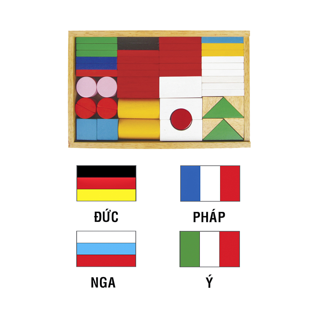 Đồ chơi xếp hình khối Bộ cờ quốc gia - Đồ chơi gỗ Winwintoys