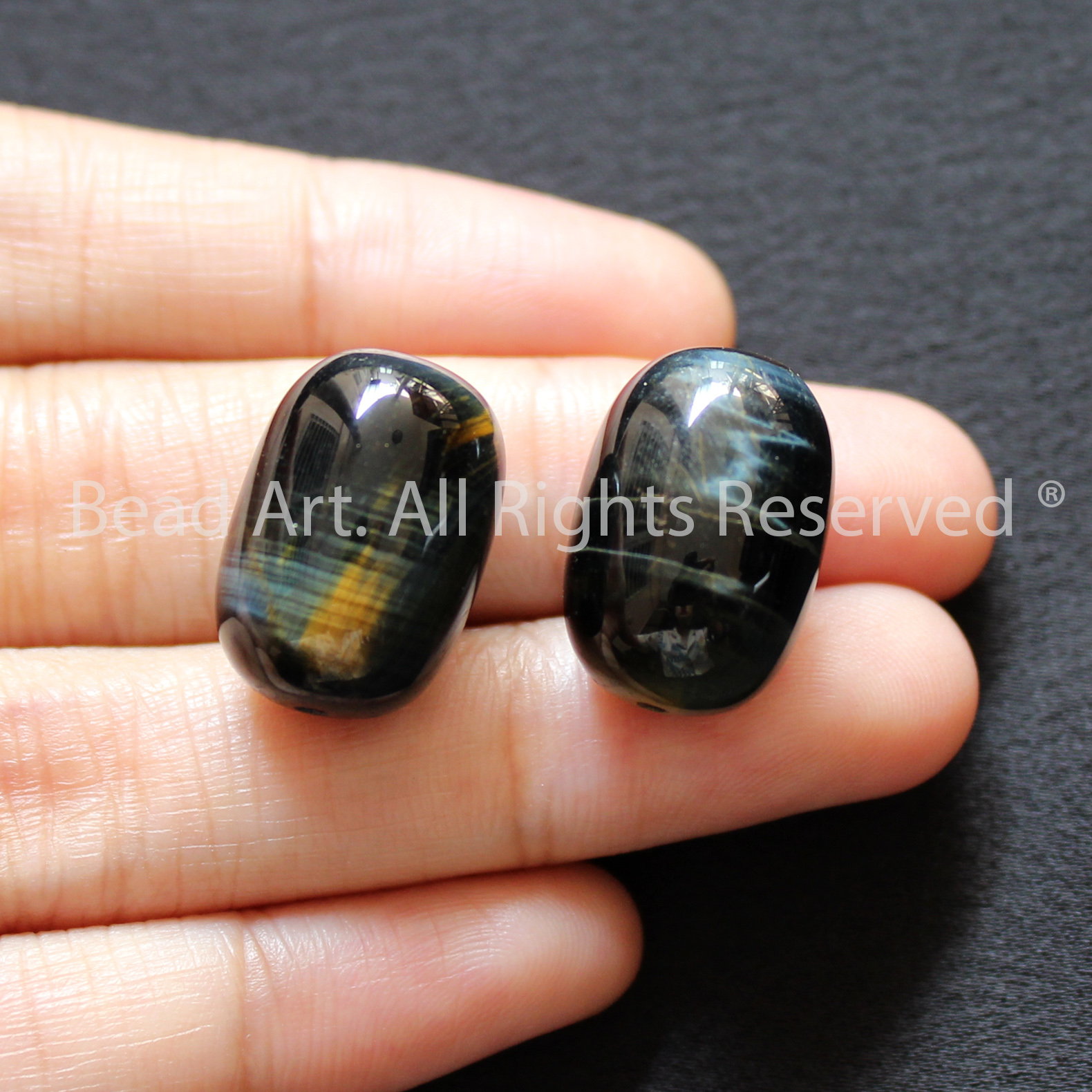 18x13MM Lu Thống Mắt Hổ Chim Ưng Xanh Nâu Tự Nhiên Loại AAA, Mệnh Mộc, Đá Phong Thuỷ, Mặt Dây Chuyền, Chuỗi Hạt - Bead Art