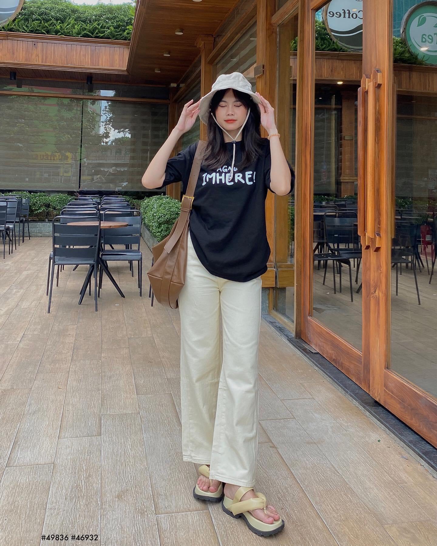 "Áo thun IMHERE _Áo thun nữ dáng rộng tay lỡ chất thun cotton mềm mịn mát