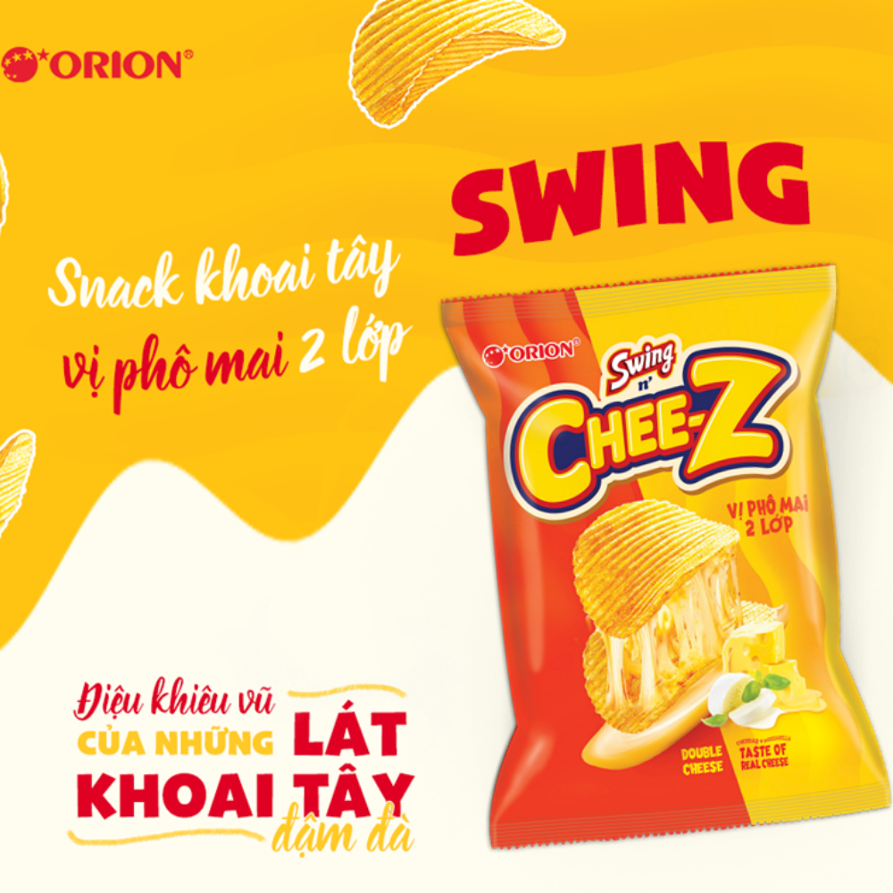 Bánh Snack ORION Khoai Tây Swing vị Phô Mai 2 Lớp 95g