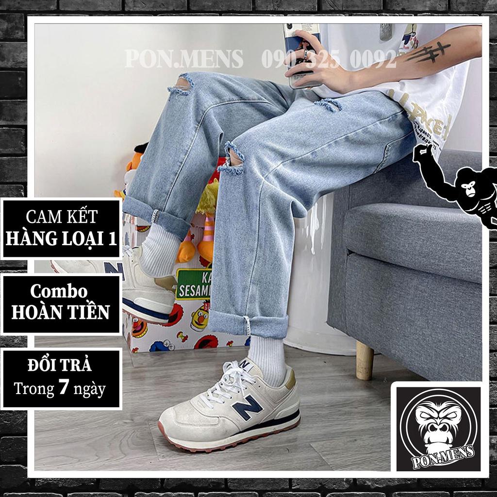 Quần baggy jean rách gối nam nữ mới 3785 2021 Pon.mens