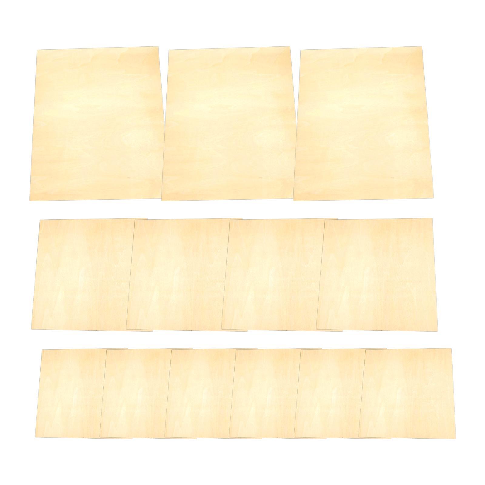 12Pcs/Set Wood Board Unfinished Panel Kit 3 Sizes Gallery Wood Veneer Sheets Art Boards Painting Board for Sand Table Model Painting Drawing