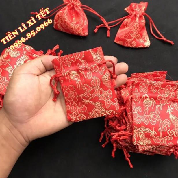 Túi gấm đỏ Long Phụng sum vầy may mắn , dùng đựng trang sức hoặc bỏ dụng cụ phong thủy