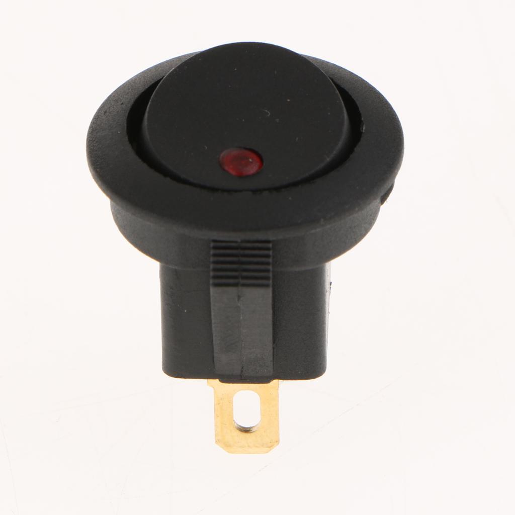 10Pcs 12V 16A On/off Toggle Switch 3PIN Dot Led light Car Truck Boat Round Rocker SPST Switch Mini Press Buttion-2 Color