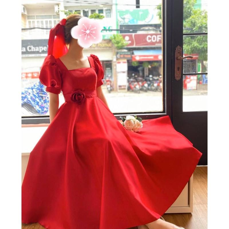 Đầm xoè tiểu thư hoa eo SIÊU XINH -MS74Y -Size ML đến 57kgMM MM