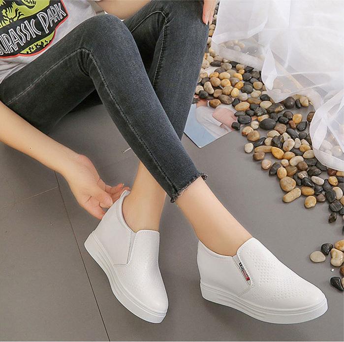 Giày Sneaker Nữ Độn Đế 6cm Mã H24 Ảnh Thật