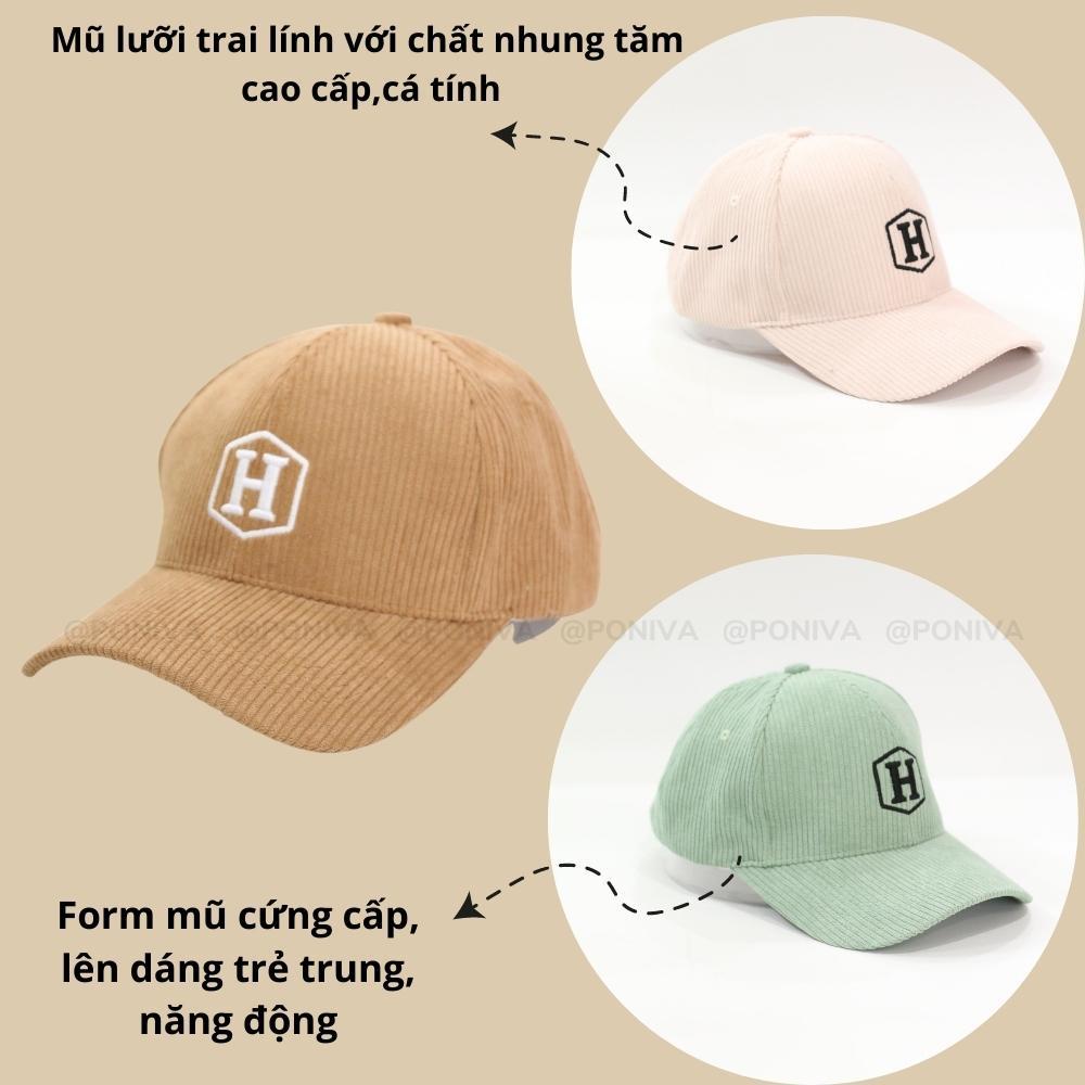 Mũ Lưỡi Trai ️ Nón Kết Thêu Chữ H Chất Nhung Mịn Cao Cấp Form Unisex Mẫu Hot Trend 2022