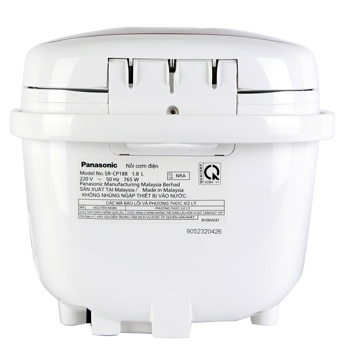 Nồi cơm điện tử Panasonic SR-CP188NRA dung tích 1.8 lít sản xuất Malaysia - Hàng chính hãng